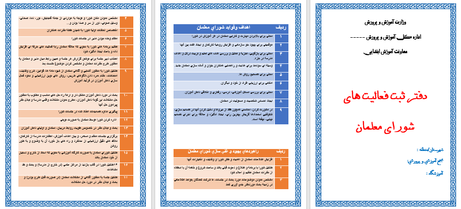 دانلود صورت جلسات و دفتر شورای معلمان 1402-1401